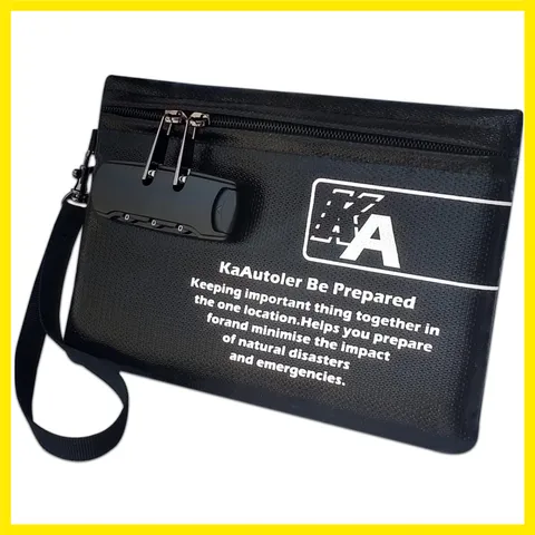 Small Fireproof Bag with Lock, Waterproof Money Bag with Zipper Pouch Envelop...