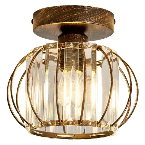 YYJLX Semi Flush Mount Ceiling Light Fixture E26 Mini Crystal Small, Bronze