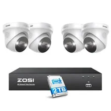 ZOSI 4K Spotlight PoE Security Camera System with Person Vehicle Detection,2 Way