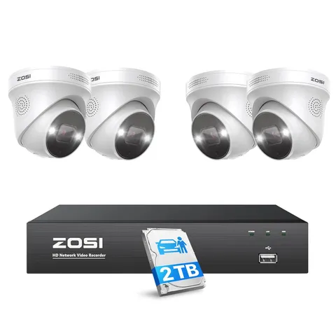 ZOSI 4K Spotlight PoE Security Camera System with Person Vehicle Detection,2 Way