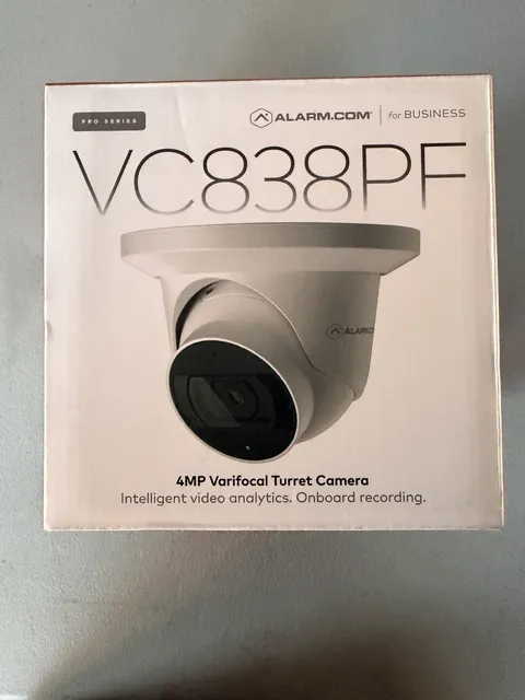 Alarm.com ADC-VC838PF 4MP PoE Varifocal Turret IP Security Camera AI HDR IR -NEW