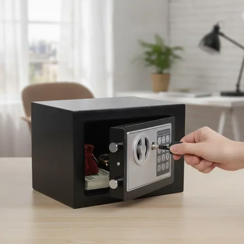 Small Wall-Mountable Security Safe - 6.7" H, Electronic Keypad for Safe Storage