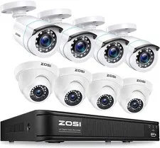 ZOSI 8CH Security Camera System H.265+ 5MP Lite CCTV DVR 1080p HD Outdoor Home