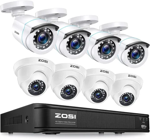 ZOSI 8CH Security Camera System H.265+ 5MP Lite CCTV DVR 1080p HD Outdoor Home