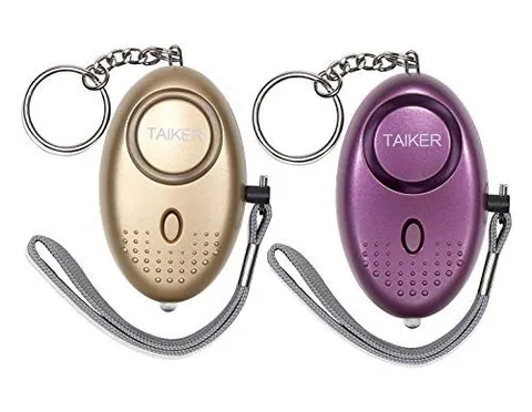 2PCS 140dB Personal Alarm Keychain LED Light Panic Button Safety Alarm