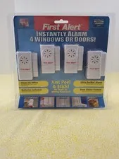Vintage First Alert Instant Alarms windows or doors 4 pack peel & stick