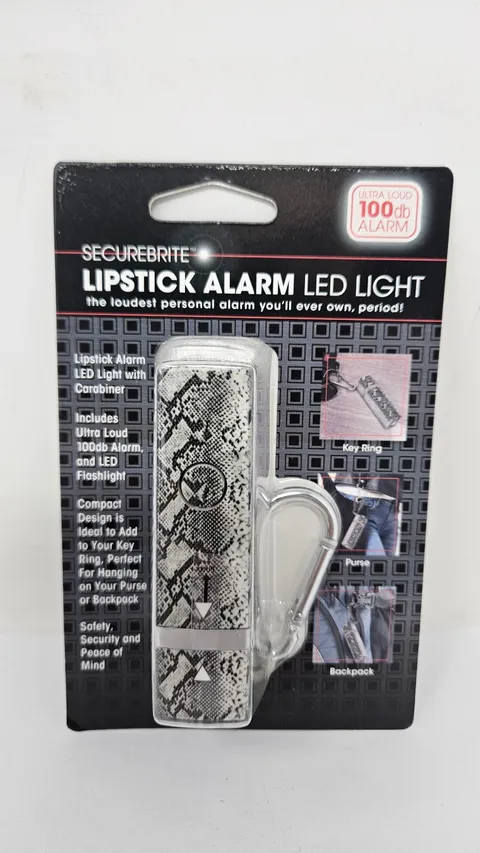 Securebrite Lipstick Personal Alarm LED Light Gray Snakeskin With Batteries New