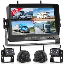 Wireless RV Backup Camera System, 9" 1080P DVR Monitor with 45*11*28CM, black
