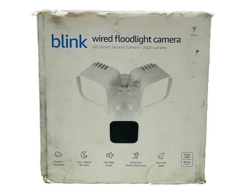 Blink Wired Floodlight Camera - Smart Security Camera, 2600 Lumens, White