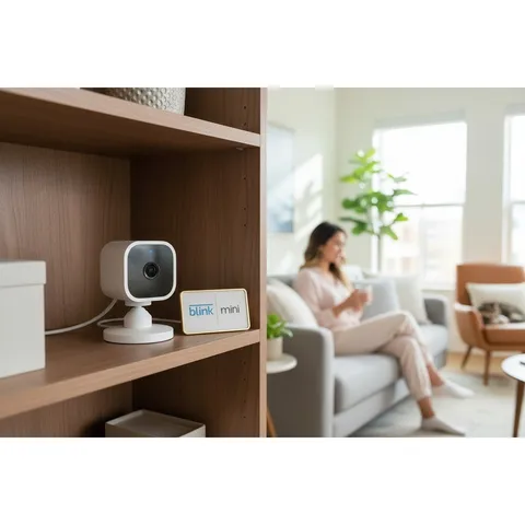 Blink Mini Indoor Smart Security Camera White Brand New 1080p HD Alexa BCM00300U