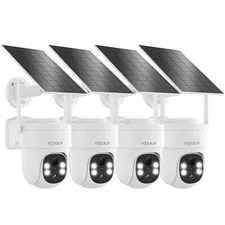 VIZIUUY 3MP Solar Security Cameras Wireless 3MP-4PK, White - 4Pack Cam