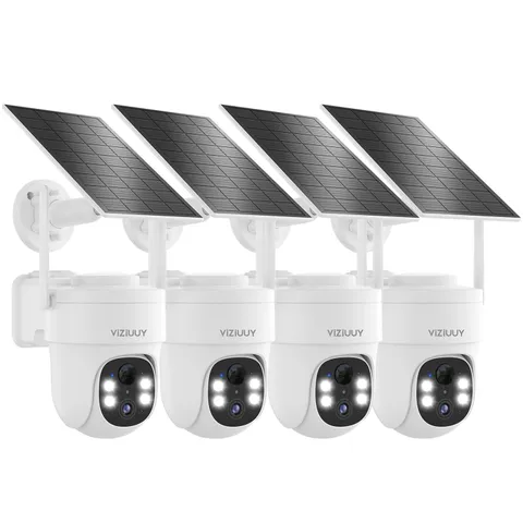 VIZIUUY 3MP Solar Security Cameras Wireless 3MP-4PK, White - 4Pack Cam