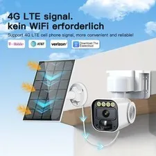 4G LTE Solar Security Camera Outdoor, AI Human Detection, 1296P