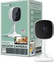 Merkury Smart Indoor Camera 1080p-Wi-Fi Security Cam With Night Vision, White