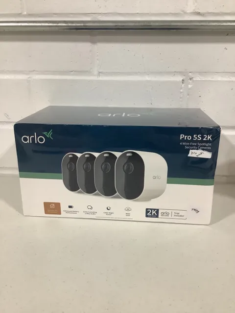4x Arlo Pro 5S 2K Spotlight Camera Wireless Home Security Cams w/ Base Hub Solar