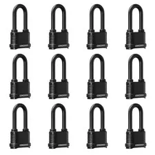 12 Pack 4 Digit Combination Lock Long Shackle Weatherproof Zinc Alloy Outdoor