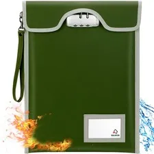 Document Safe Bag With Lock 5200 Fireproof Travel Zipper Pouch Olive Drab