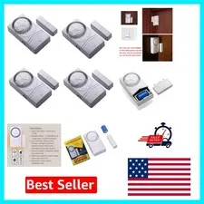 Child Safety Magnetic Sensor Alarms - 110dB Smart Door & Window Alarms 4-Pack