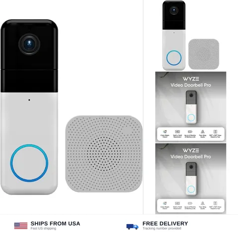 Wyze Wireless Video Doorbell Pro with Chime | 1440 Hd Video Quality; 1:1 Head...