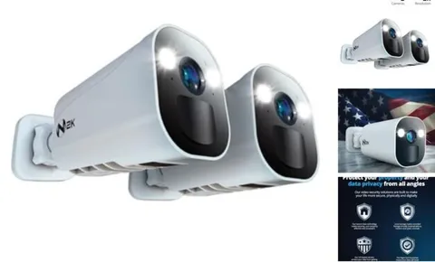  Wire Free 2K HD Indoor/Outdoor Deterrence Cameras with 2-Way Audio (2-Pack) 