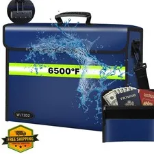 WJTZDZ Large Blue Fireproof Money Bag Lock