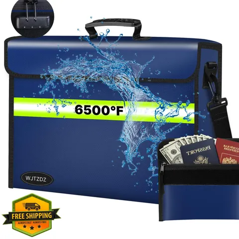 WJTZDZ Large Blue Fireproof Money Bag Lock