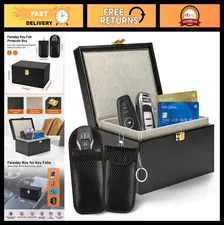 Signal Blocking Faraday Box & 2 Pouches | Key Fob Theft Protection, Travel Safe