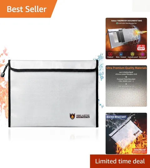 15''×11'' Fireproof Document Organizer - Waterproof & Durable Storage