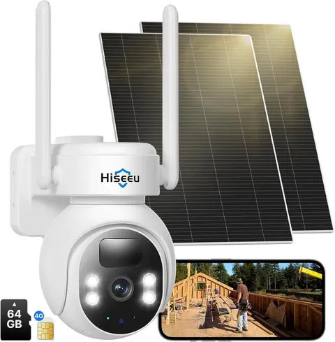 Hiseeu 4G LTE Cellular Security Camera Solar Powered, No WiFi Security Camera 2