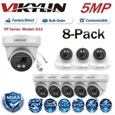 8Pack Vikylin 5MP Full Color+IR Dual Light IP POE Camera w/ Audio Outdoor ONVIF