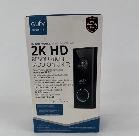 Anker Eufy ADD-ON UNIT Wi-Fi Video Doorbell 2K HD Black T8210