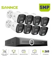 SANNCE 5MP POE Audio Recording Security Camera System 8CH NVR AI Human Detection
