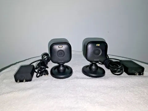 Blink Mini 2 Security Cameras Black 2 Pack w/ Stands Power Adapters Tested