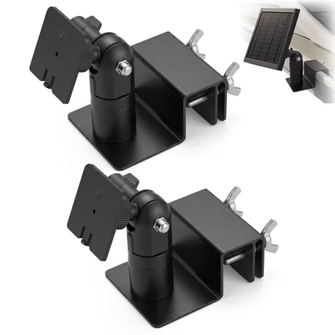 2 PCS Universal Solar Panel Gutter Mount, Black Adjustable Aluminum Alloy Bra...