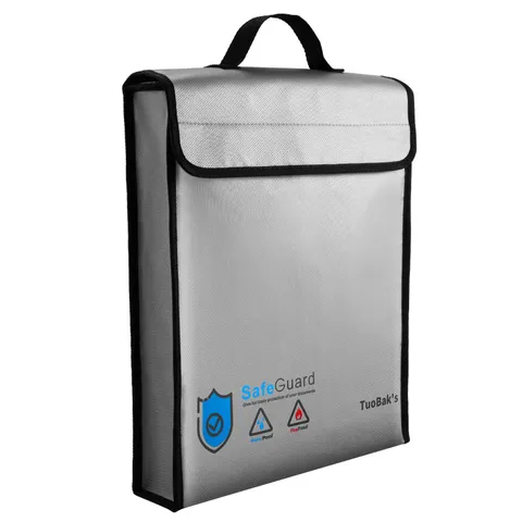Fireproof Waterproof Document Bag with Zipper,Heat Insulated Upgraded Firepro...
