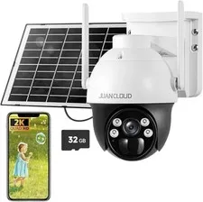 JUANCLOUD 4G LTE CELLULAR SOLAR OUTDOOR SECURITY CAMERA RELIABLE - WHITE/BLACK