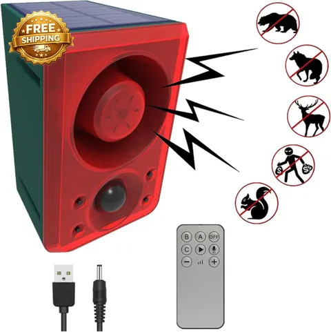 Solar Outdoor Motion Sensor Alarm-Dog Barking and Gunshot Sound Support