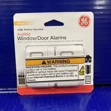 GE 45115 Personal Security Wireless Window or Door Alarm Entry Chime Mode 2-pack