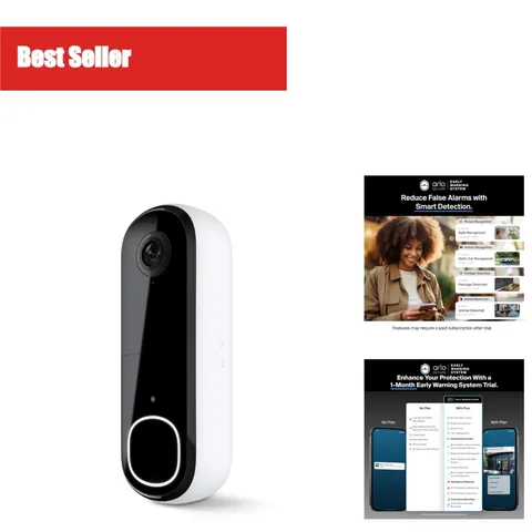 Arlo Video Doorbell 2K (2nd Gen) Wireless or Wired - Smart Security Camera