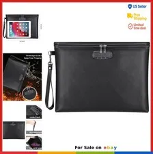 Fireproof Document Bag with Lock Waterproof Money Pouch 14.3x10.2 Inch A4 Size