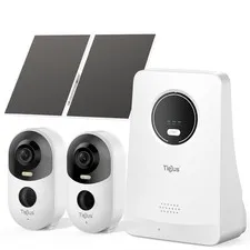 TIEJUS 2K Solar Security Cameras Wireless Outdoor System, No white