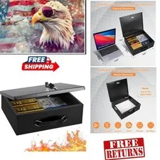 Portable Fireproof Security Chest with Key Lock - Perfect for Home or Office