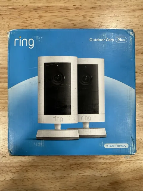 Ring Outdoor Cam Plus Battery Powered Security Camera 2-Pack  Open box. READ