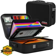 JUNDUN Black Fireproof Box Small Hard Shell Lock