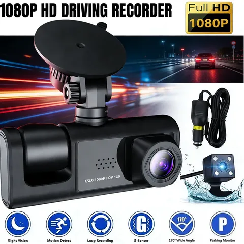HD 1080P Car Dash Cam 3 Lens Front/Rear/Inside Video Recorder Camera G-sensor