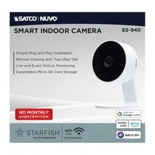 Satco 65/940 - Starfish SMART WiFi Indoor Plug In Security Camera - Night Vision