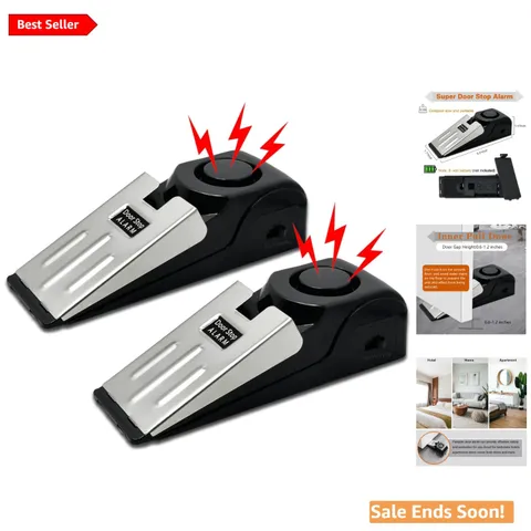 Adjustable Sensitivity Door Stop Alarm - 2 Pack Security for Apartments & Hotels