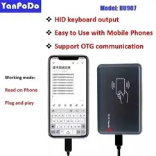 860Mhz~960Mhz UHF RFID Reader Writer OTG HID Keyboard USB Mobile Android