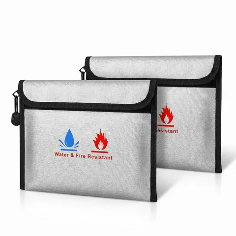 2 Pack Fireproof Document Bag – 9" x 7" Large Fireproof and Waterproof Bag fo...