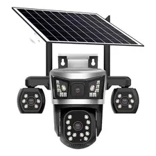 Solar PTZ Security Cam – 4G, 4‑Lens, 4‑Screen, Wireless Outdoor
